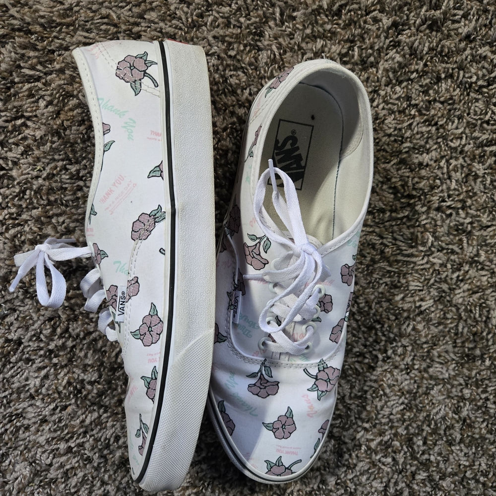 Vans White Floral Lace-Up Shoes